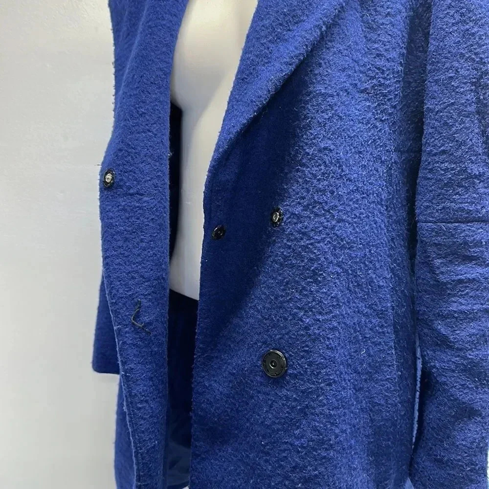 Opening Ceremony Wool Blend Collared Peacoat Coat Jacket Snap Down Blue Medium - Picture 7 of 11